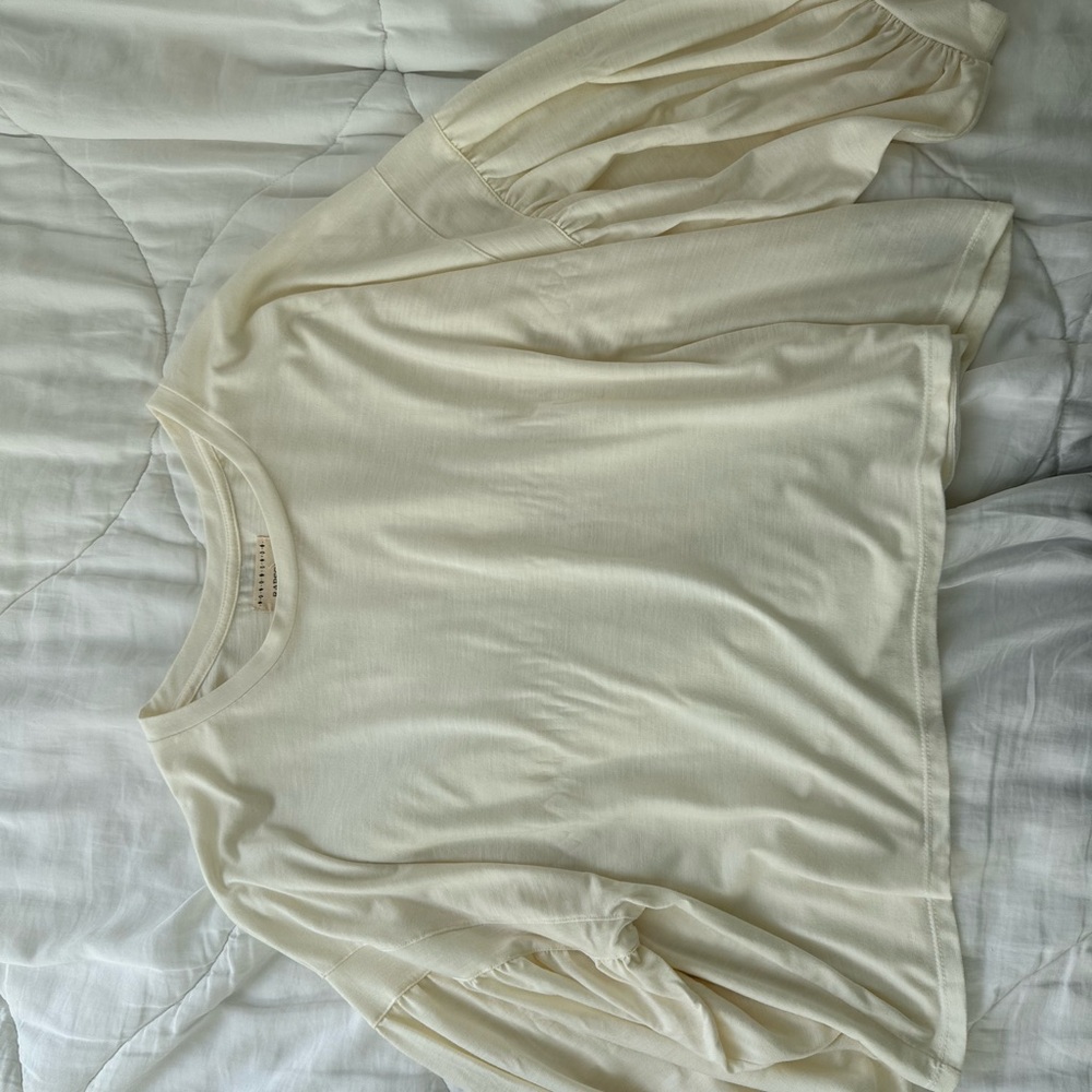 Cream Long Sleeve Top with Wide Sleeves